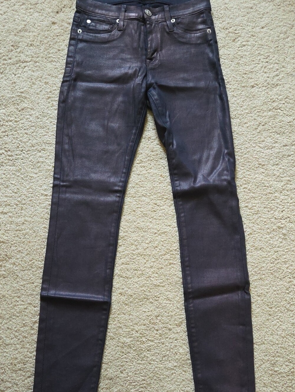 Coated Skinny Jeans/Pants in Dark Plum